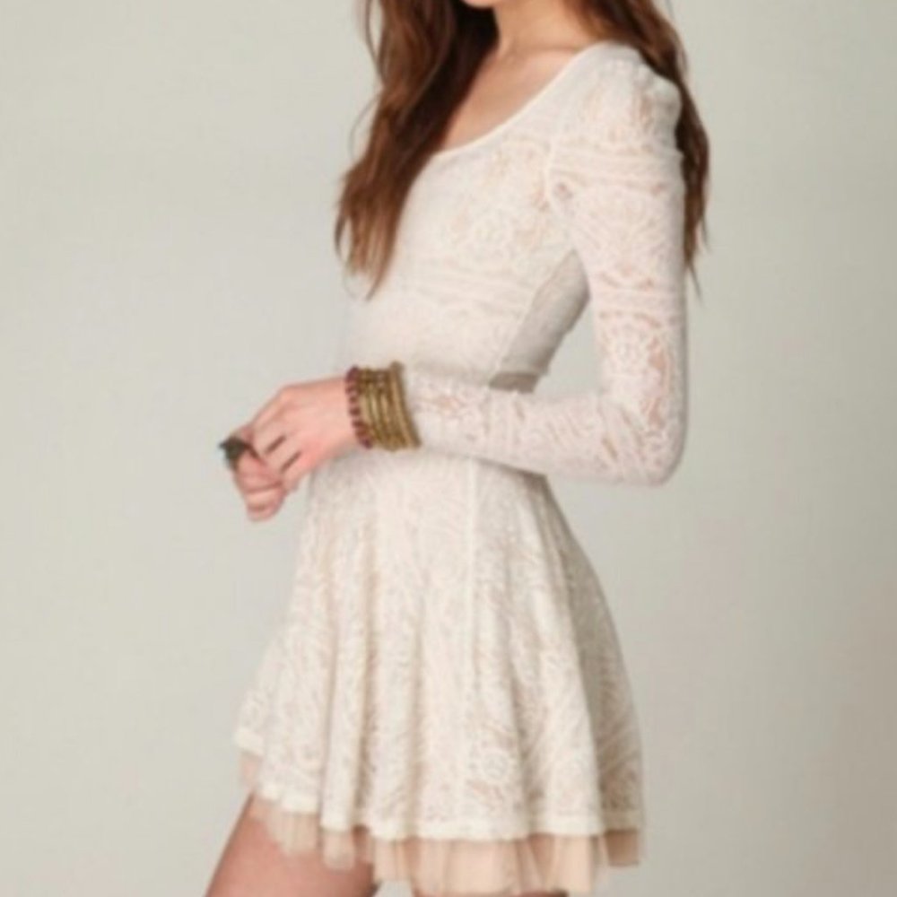 Free People size SP victorian love lace skater tulle dress